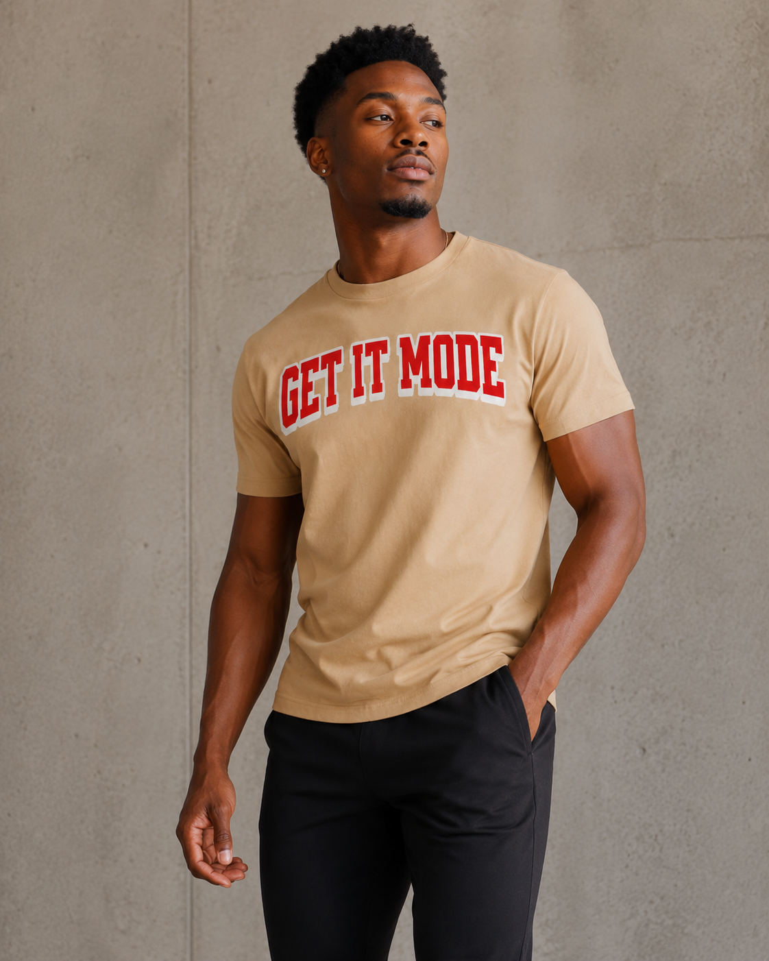 Get It Mode Tan short sleeve tee