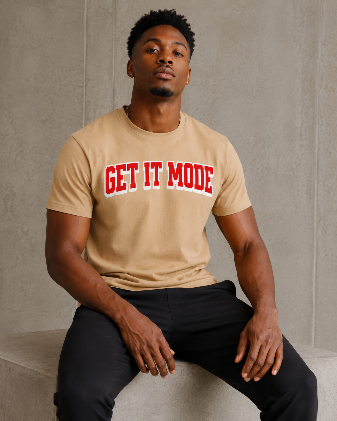 Get It Mode Tan short sleeve tee