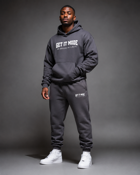 Get It Mode Charcoal and White 2pc jogger set