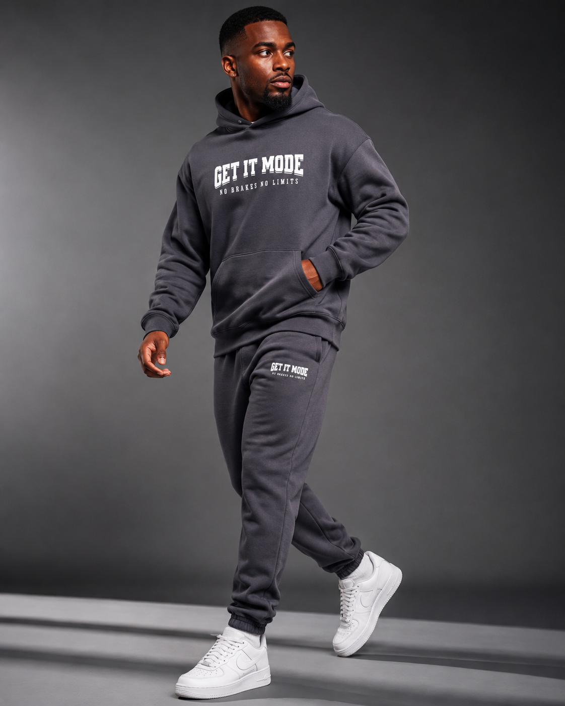 Get It Mode Charcoal and White 2pc jogger set