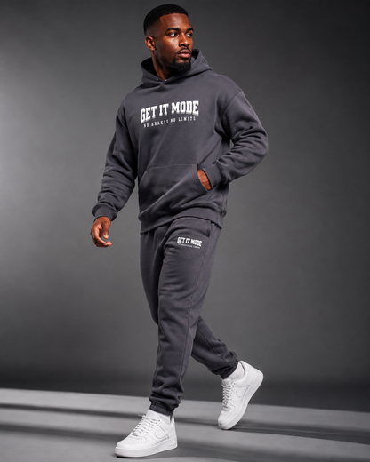 Get It Mode Charcoal and White 2pc jogger set