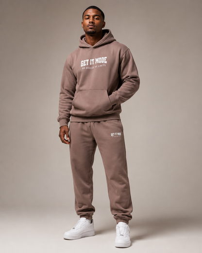 Get It Mode Brown and White 2pc jogger set