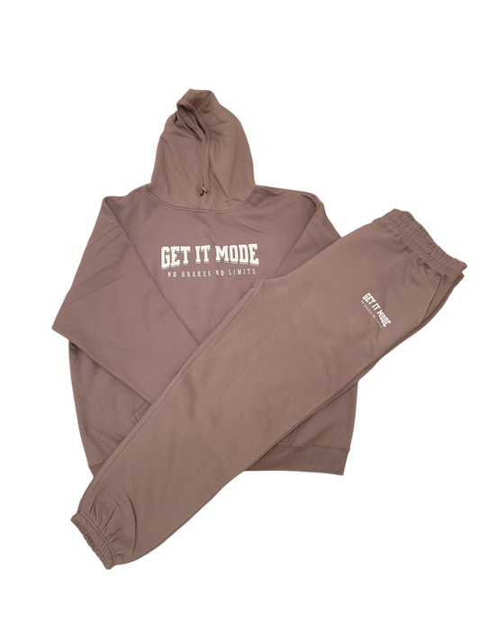 Get It Mode Brown and White 2pc jogger set